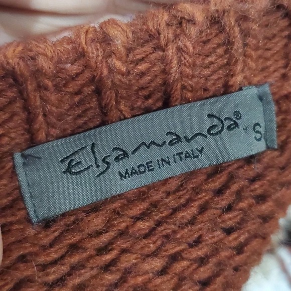 Elsamanda anthropologie stripe knit sweater wool alpaca blend brown white black - Picture 6 of 7